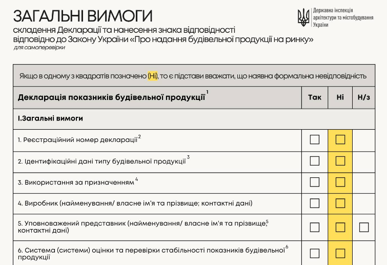 📜Чек-лист для перевірки правильності складення Декларації показників будівельної продукції