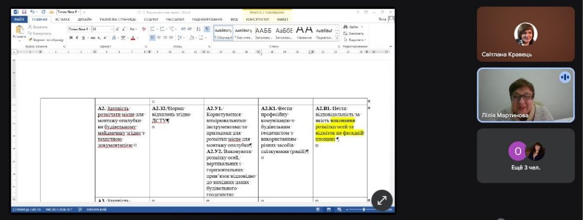 👷 The working group and experts discussed the results of the assessment of labour functions and tasks for the professional activity of Concrete Worker