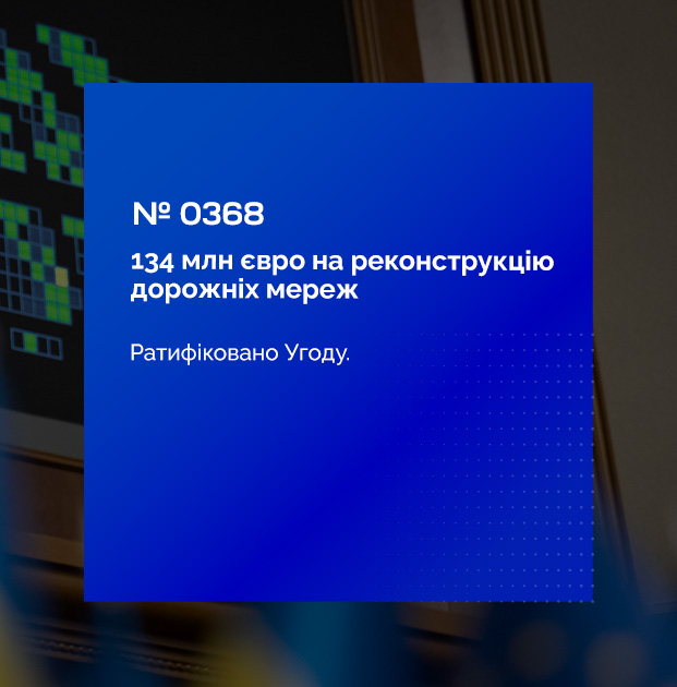 🏗️ Верховна Рада України ратифікувала угоду з Європейським інвестиційним банком на €134 млн для розвитку та відновлення дорожньої інфраструктури